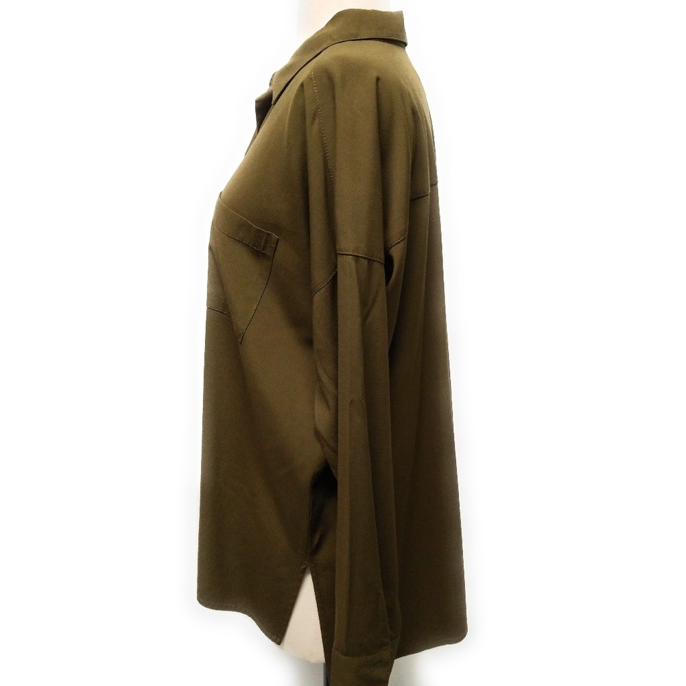 J JILL Olive Green Button Front High Low Shirt XS - Picture 6 of 7